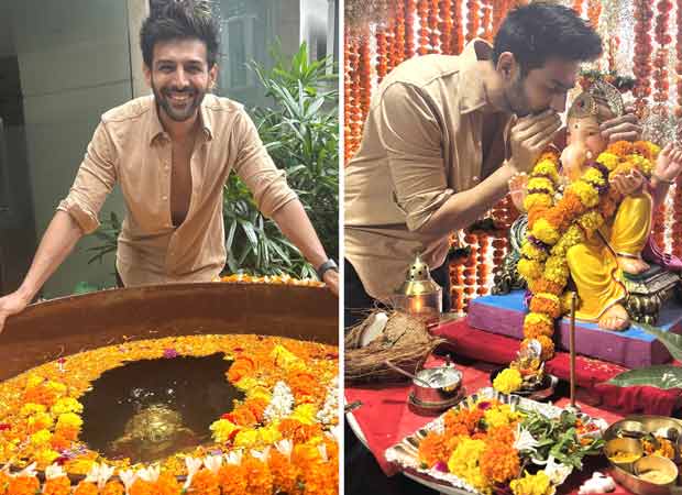 Kartik Aaryan performs emotional Ganpati Visarjan at home with eco-friendly touch; fans can’t stop gushing : Bollywood News