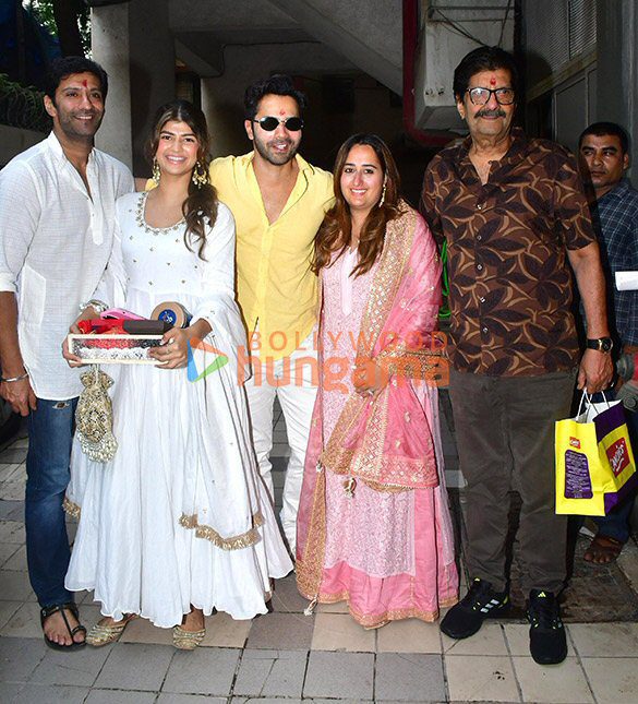 Photos: Varun Dhawan snapped with his family during Dhanteras puja at David Dhawan’s office in Juhu | Parties & Events